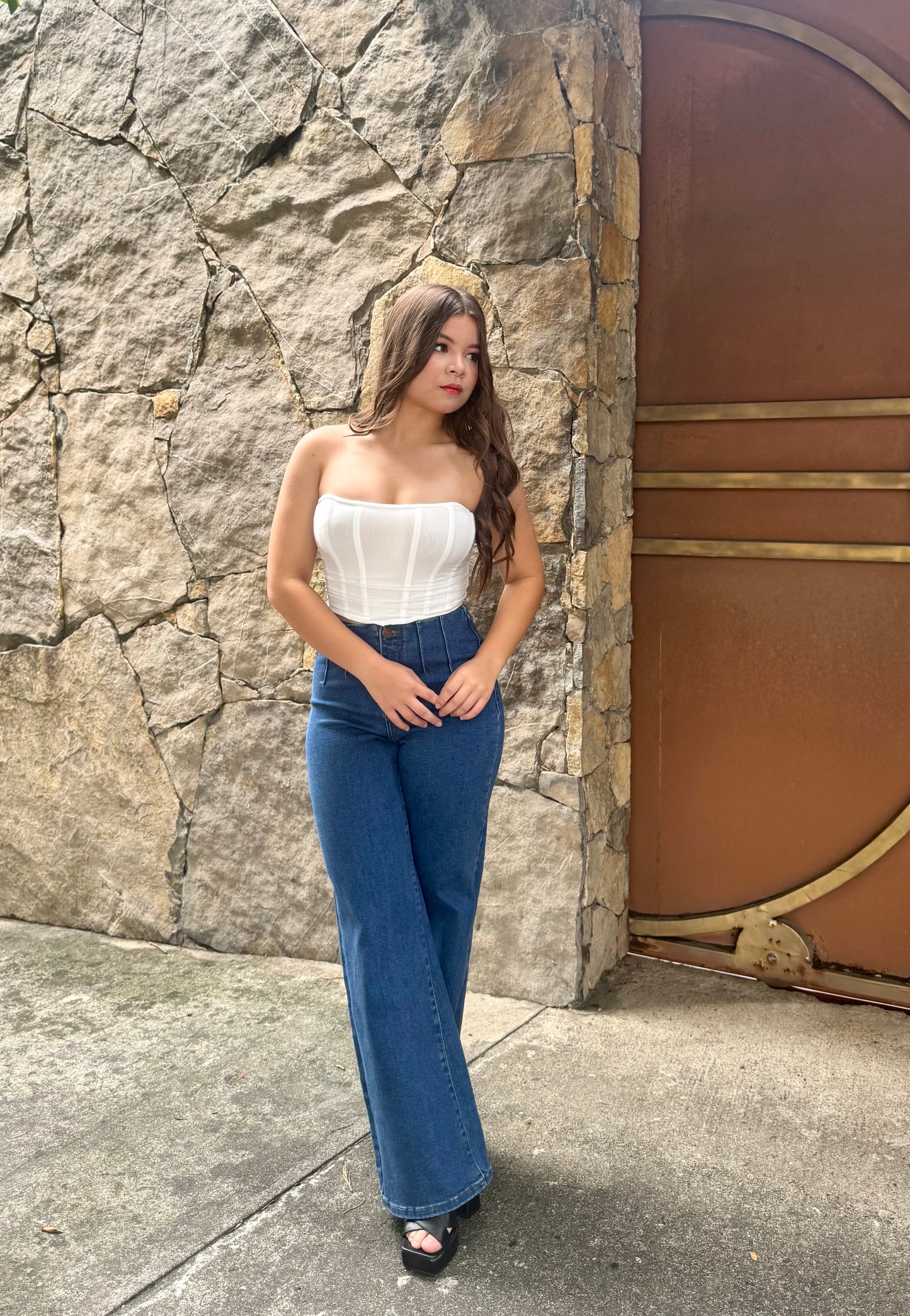 JEANS WIDE LEG PINZAS