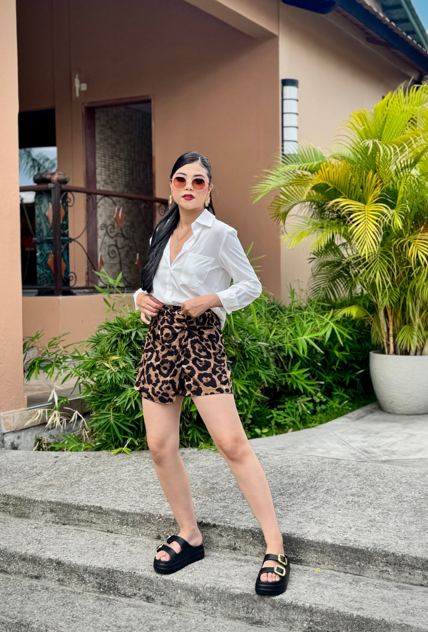 FALDA SHORT ESTAMP LEOPARDO