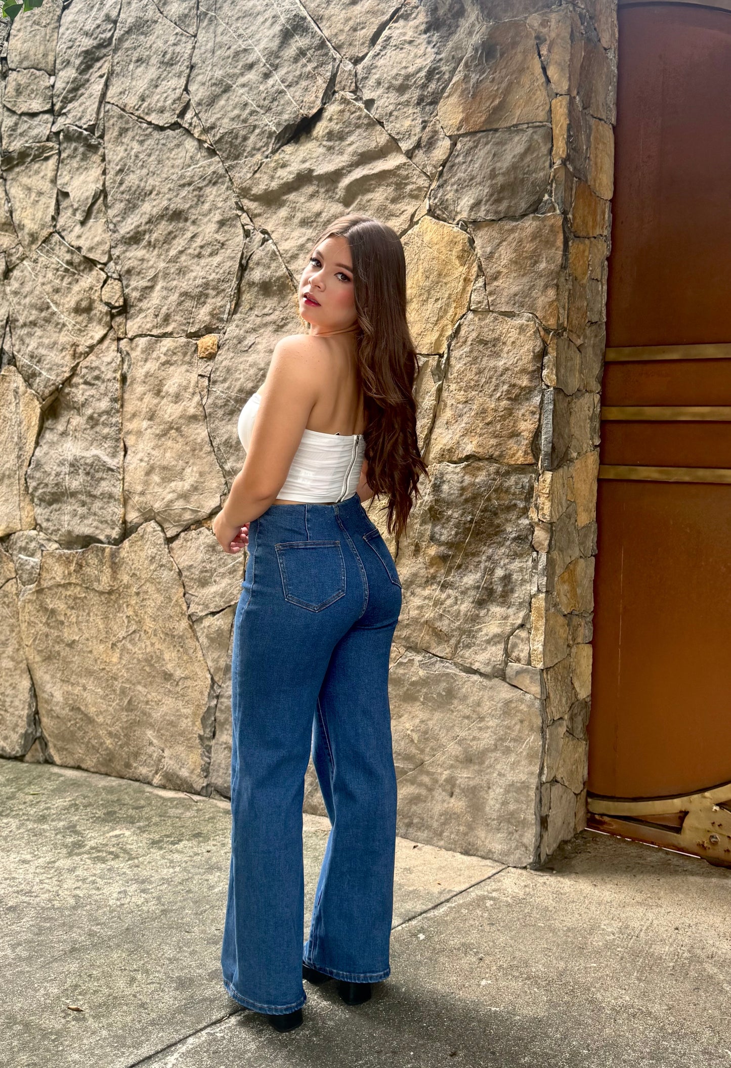 JEANS WIDE LEG PINZAS