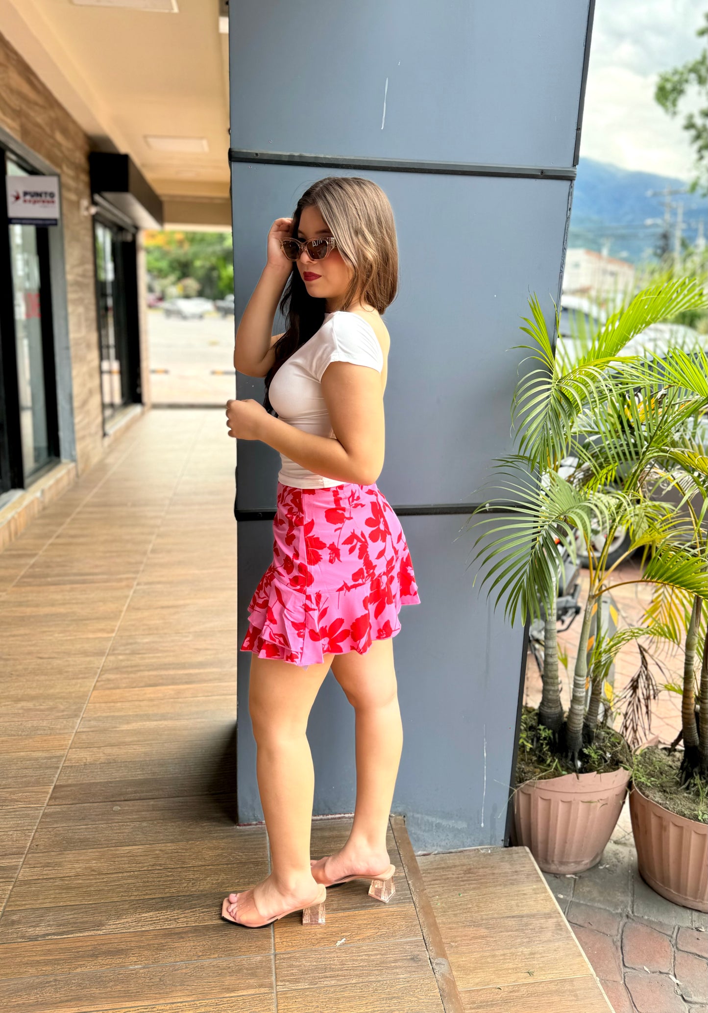 FALDA FLORAL FRUNCIDA