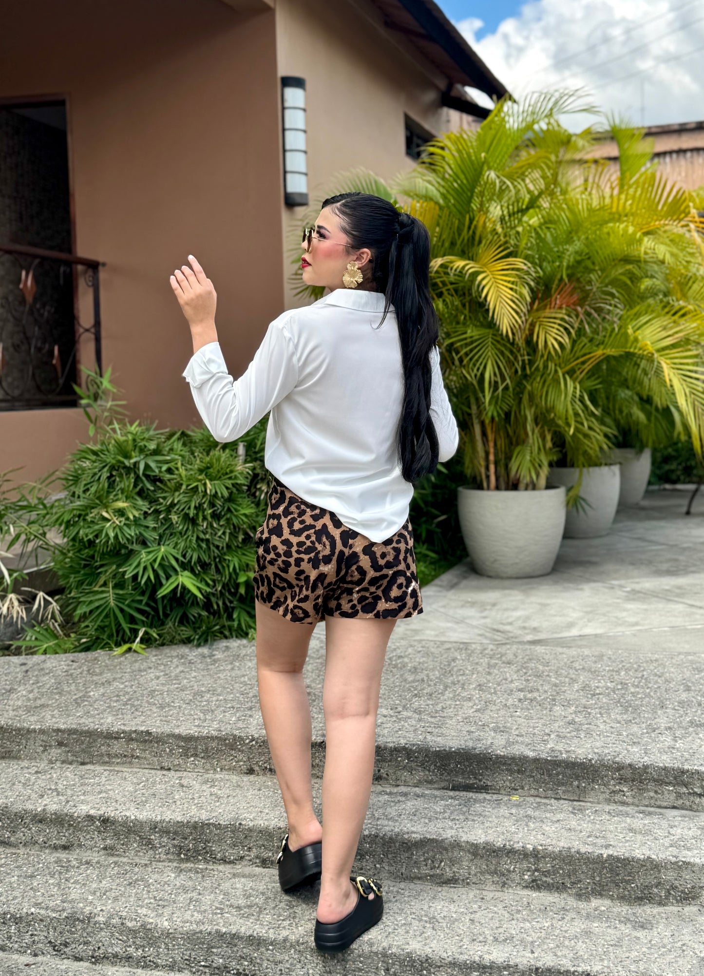 FALDA SHORT ESTAMP LEOPARDO