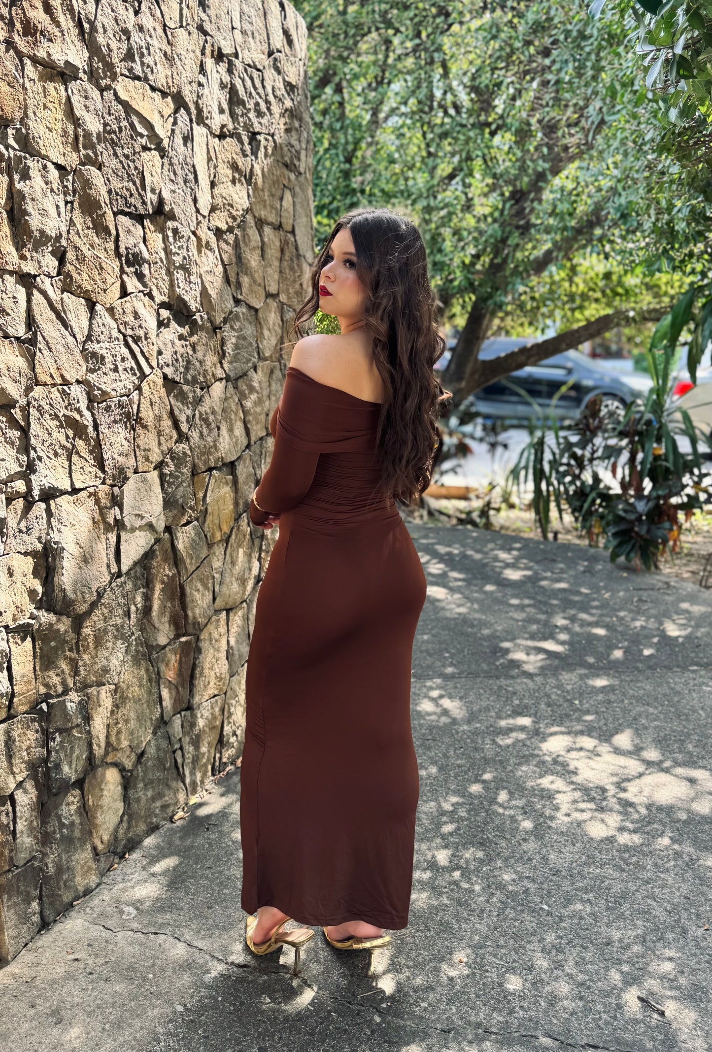 VESTIDO MLARGA FLOR METAL
