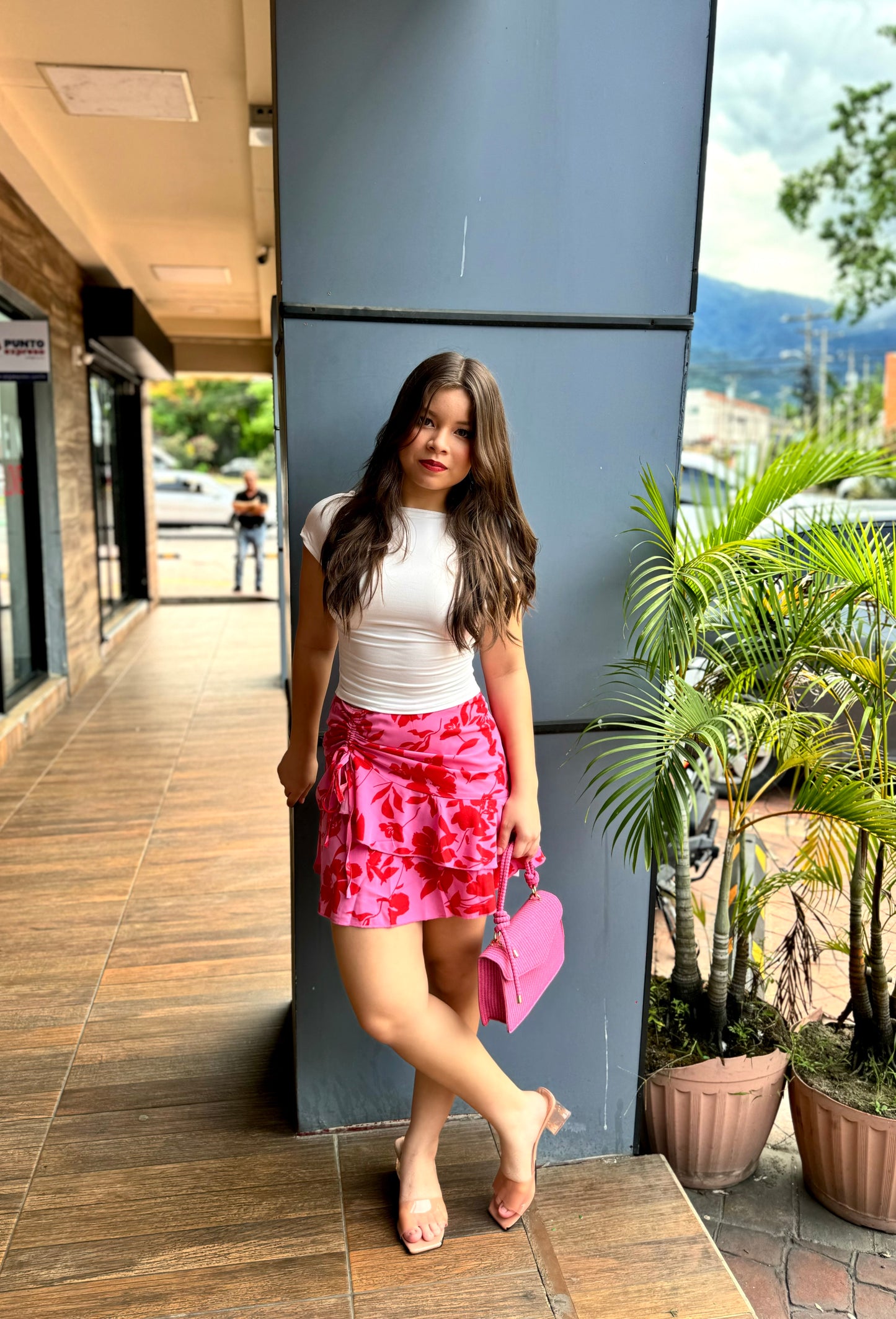 FALDA FLORAL FRUNCIDA