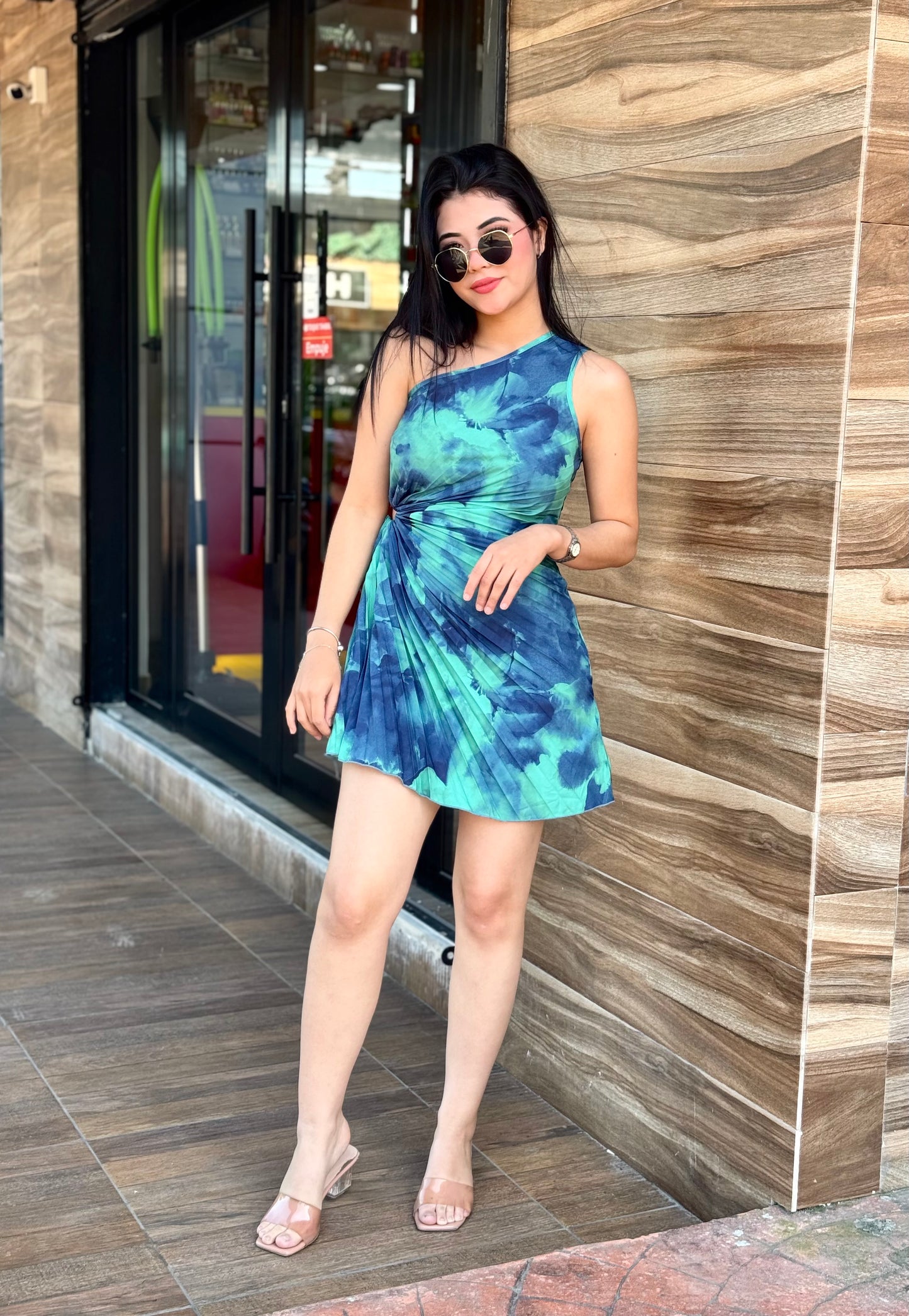 VESTIDO PLISADO FRUNCIDO