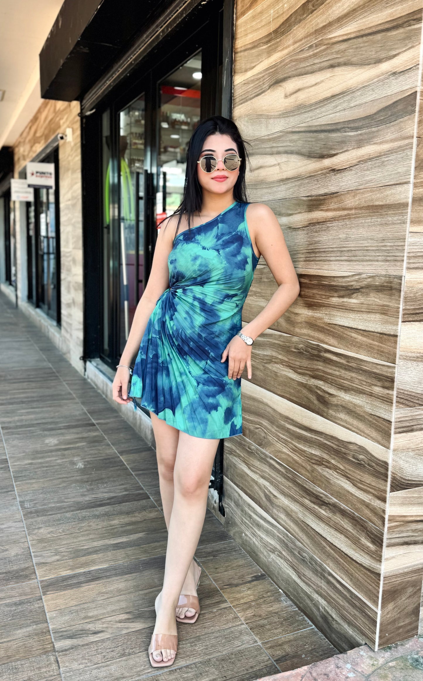 VESTIDO PLISADO FRUNCIDO