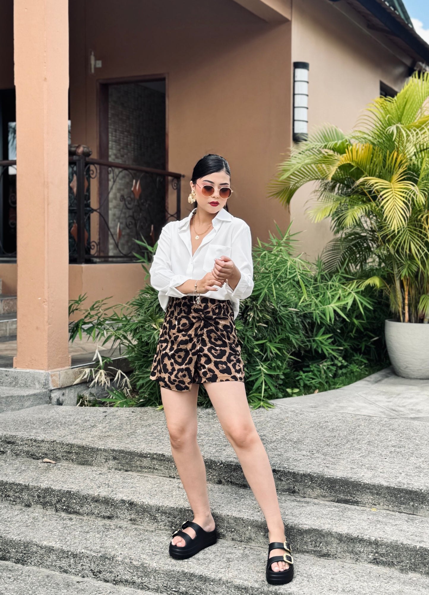 FALDA SHORT ESTAMP LEOPARDO