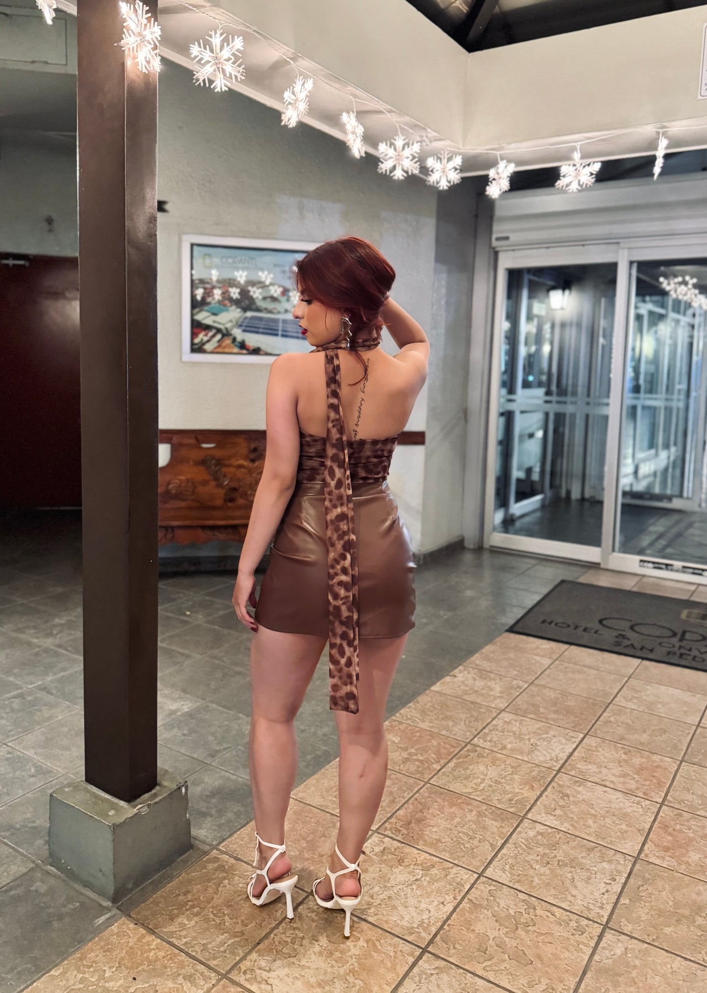 FALDA CUERO FRUNCIDA