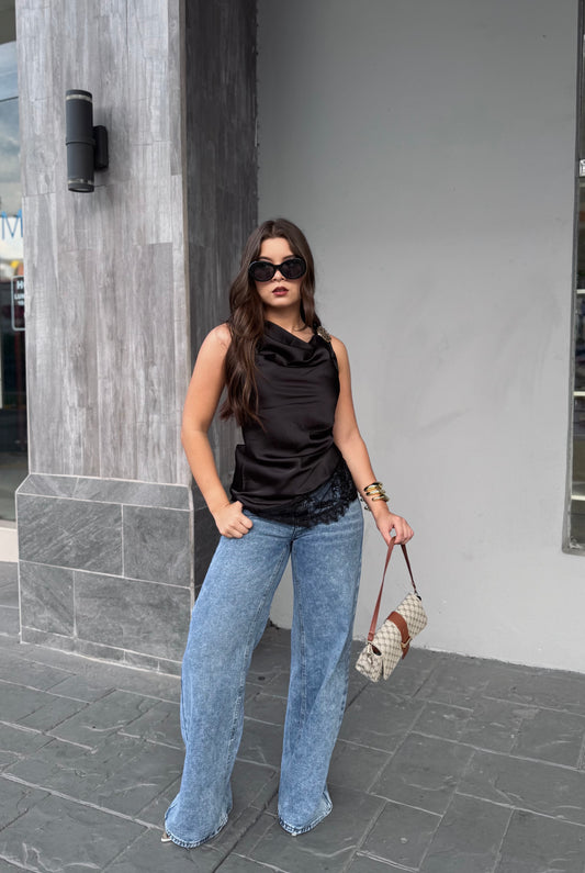 BLUSA SEDA TOQUE METAL