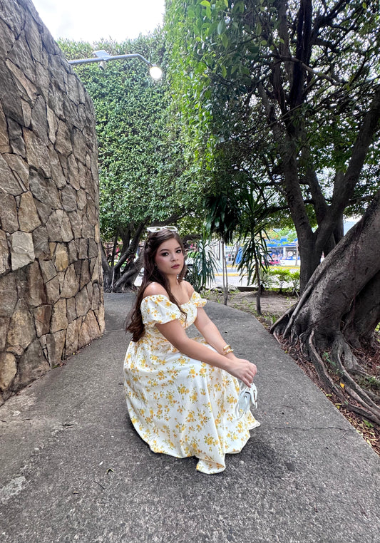 MAXI DRESS FLORAL AMARILLO
