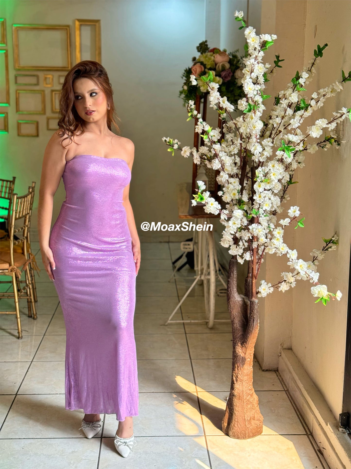 VESTIDO BRILLO LILA