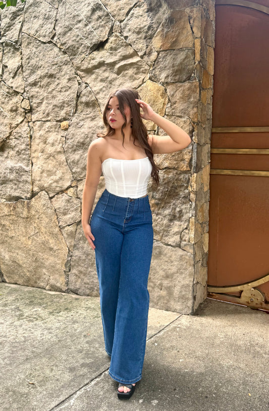 JEANS WIDE LEG PINZAS