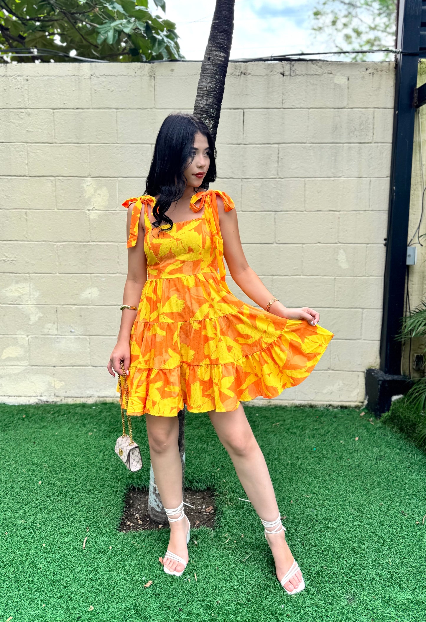 FLORAL DRESS NARANJA