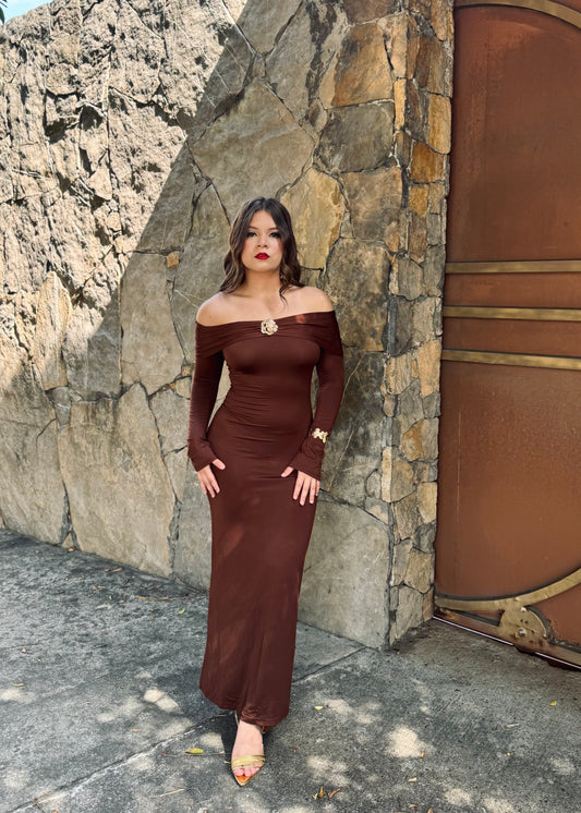 VESTIDO MLARGA FLOR METAL