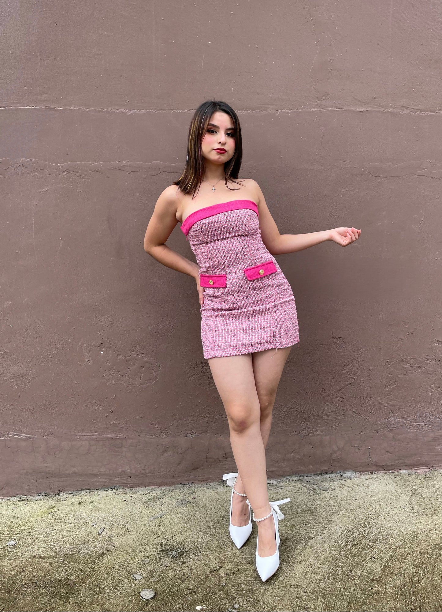 VESTIDO BOTÓN STRAPLE