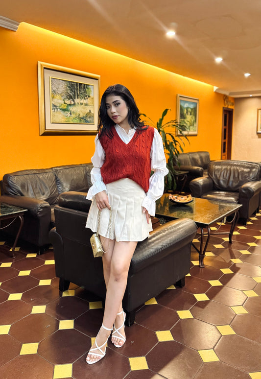 FALDA A PALETONES CREMA