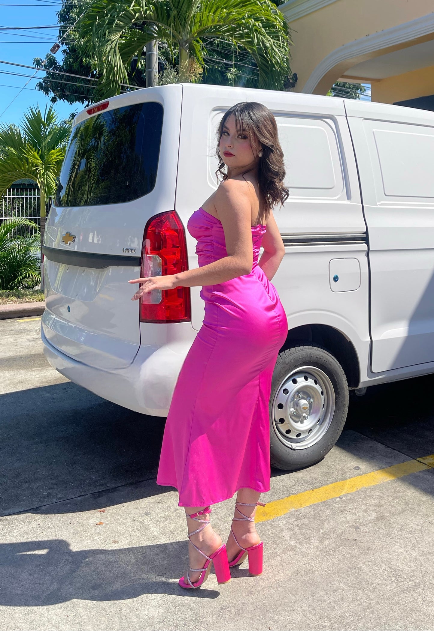 VESTIDO SEDA ESTRAPLE