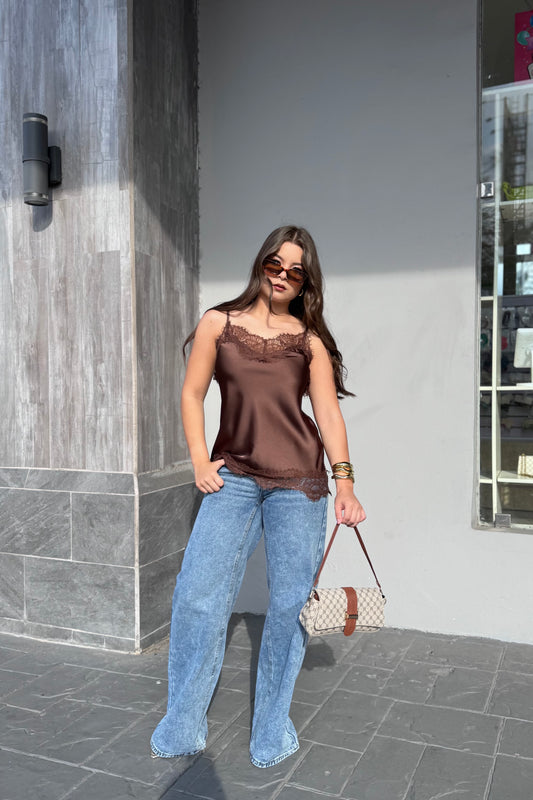 BLUSA SEDA CHOCOLATE