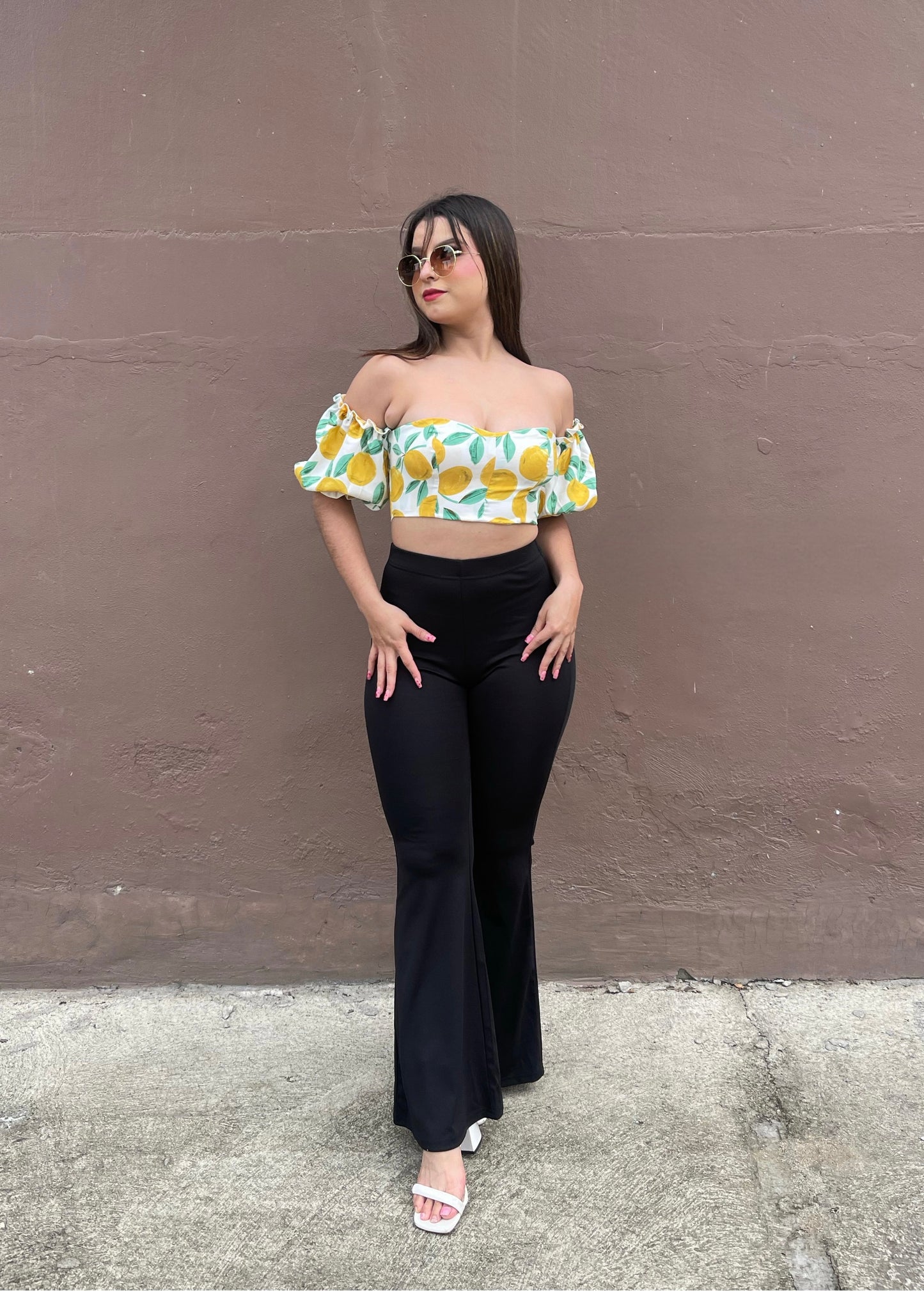 TOP FLORAL MANGA MARGARITA