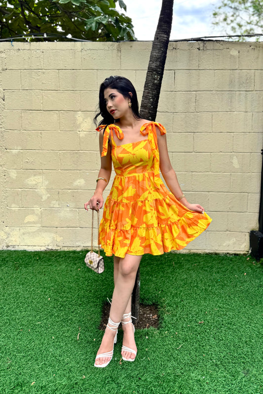 FLORAL DRESS NARANJA