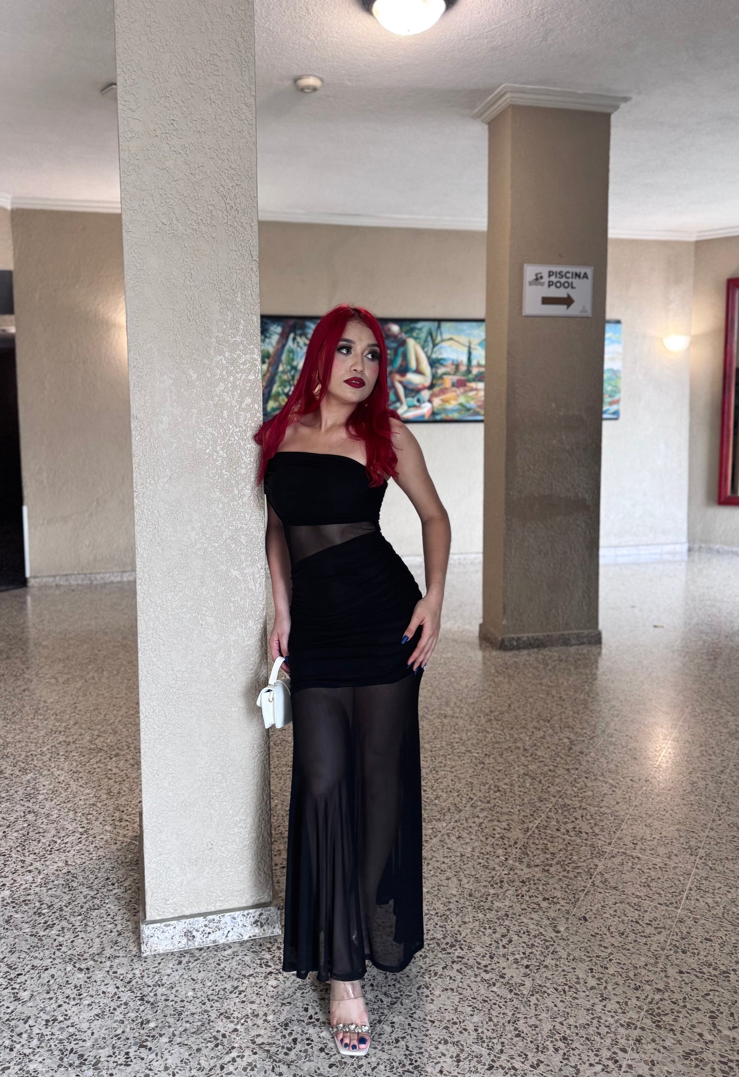MAXI DRESS AL HOMBRO PLISADO