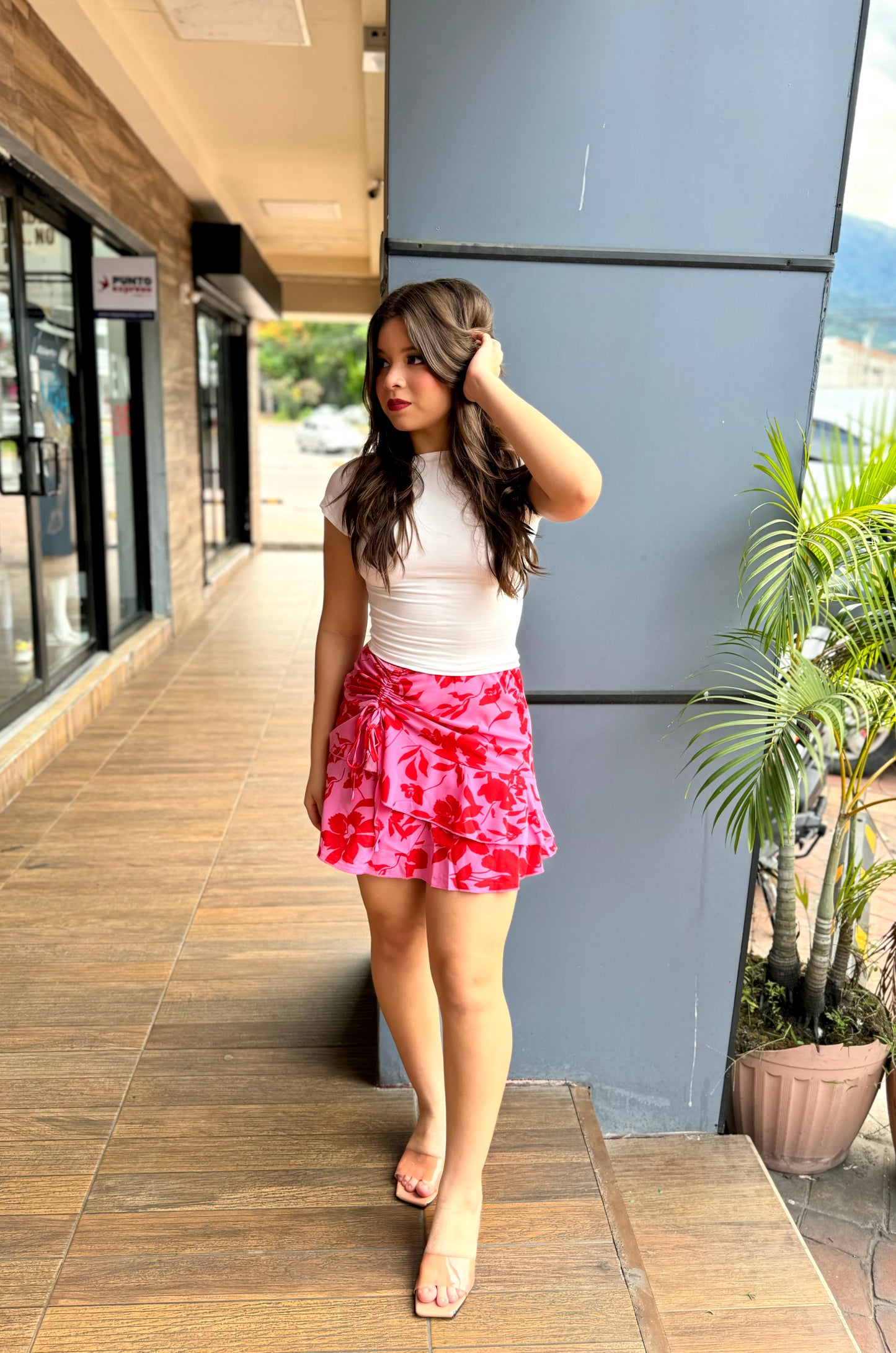 FALDA FLORAL FRUNCIDA