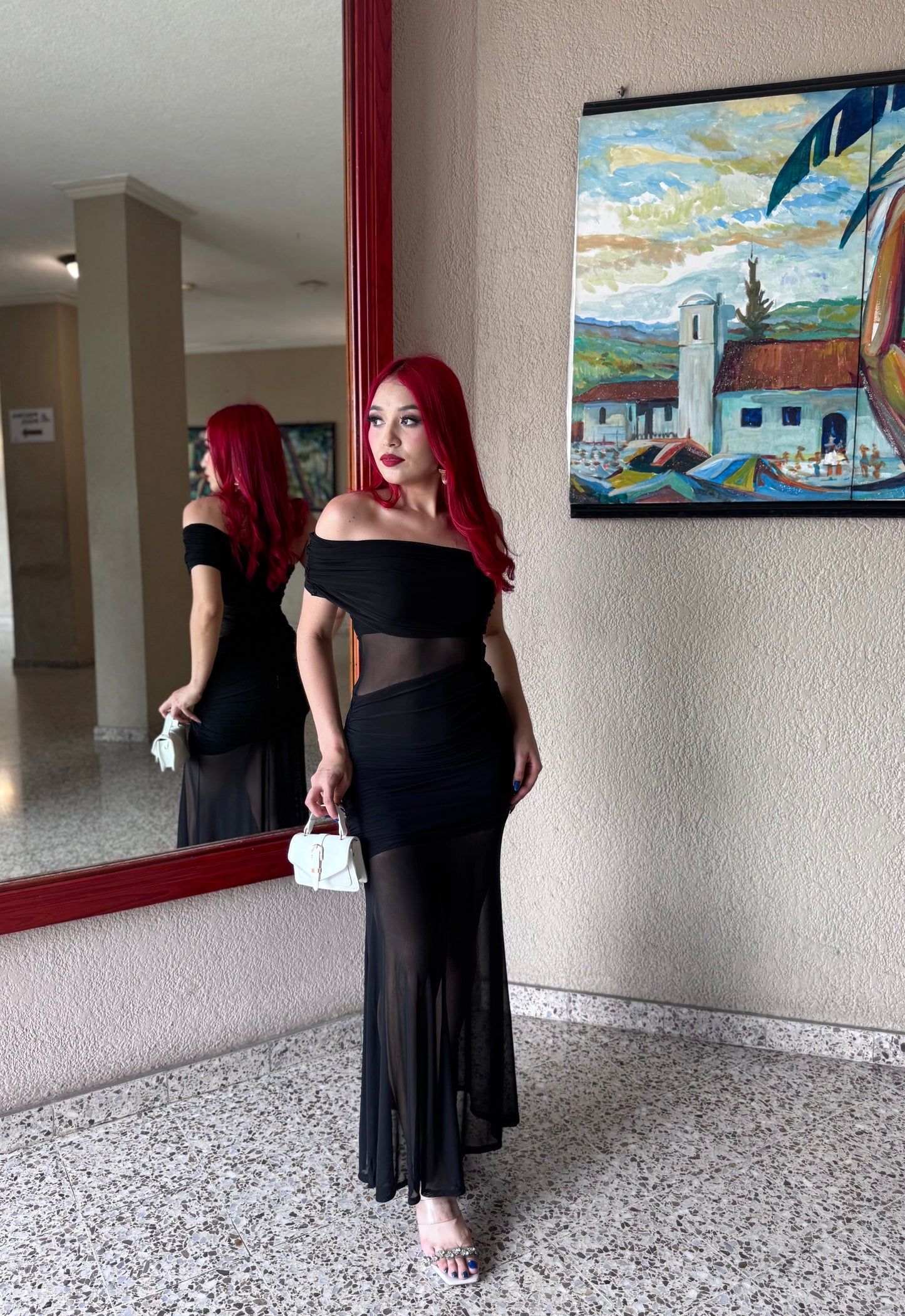 MAXI DRESS AL HOMBRO PLISADO