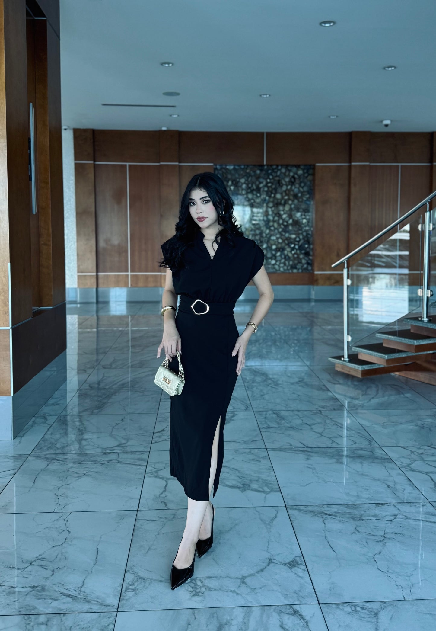 MAXI DRESS FORMAL TOQUE DORADO