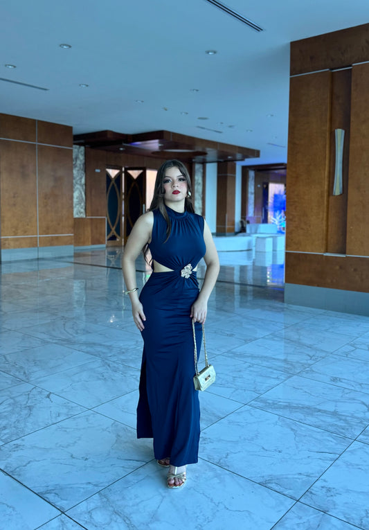 MAXI DRESS GALA FLOR METAL